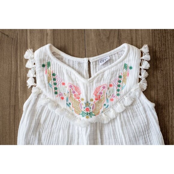 Egg New York Girls Danielle White Embroidered Dress Size 6Y - Picture 3 of 4